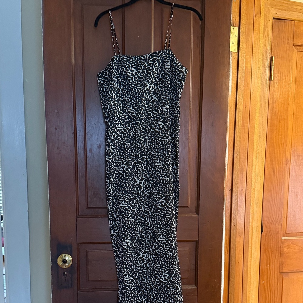 A New Day Elegant Black and White Abstract Patterned Maxi Slip Dress NWT size S